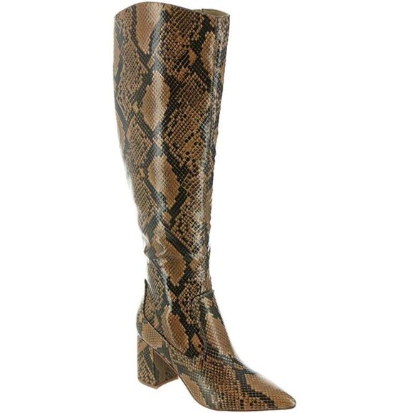 MARC FISHER Womens Brown Snakeskin Padded Retie Pointed